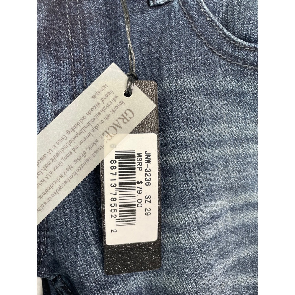Grace in LA Womens Skinny Jeans Dark Wash Floral Embroidered Size 29 NEW - Picture 12 of 13